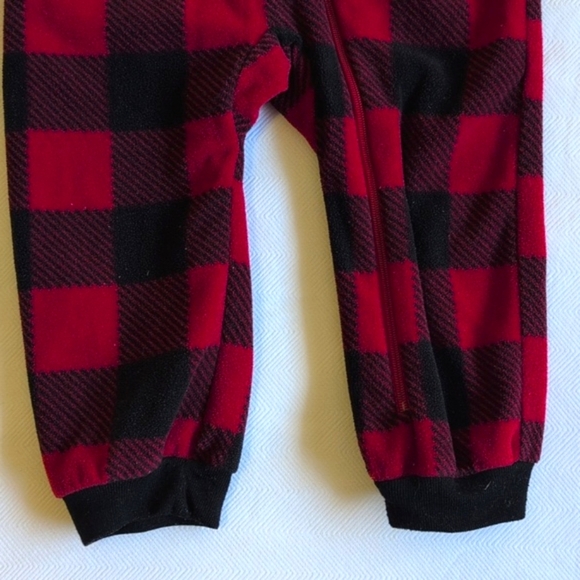 joe fresh buffalo check fleece footless zipper sleeper pajamas 12-18 months baby - Picture 3 of 5